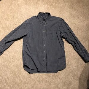 Blue white checkered button down shirt